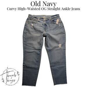 Old Navy Jeans Women 18 light wash Curvy High-Waist OG Straight Ankle‎ Jeans NWT